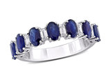 2.45 Carat (ctw) Blue Sapphire Ring Band with Diamonds in 14K White Gold